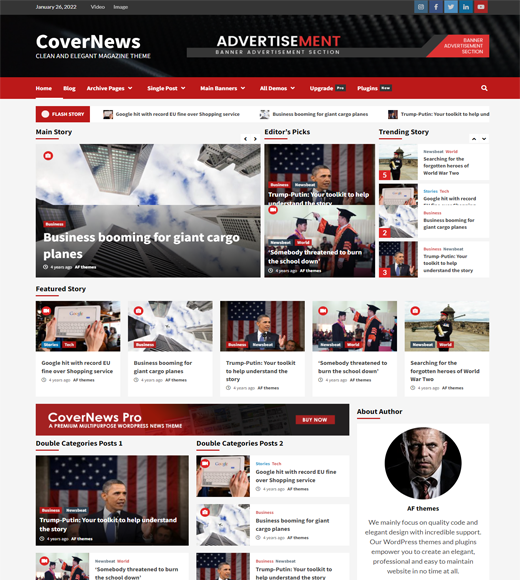 CoverNews ธีม WordPress ฟรีที่ดีที่สุดสำหรับ Google AdSense