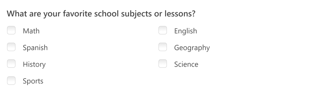 Domanda del sondaggio di classe sull'interesse per la materia