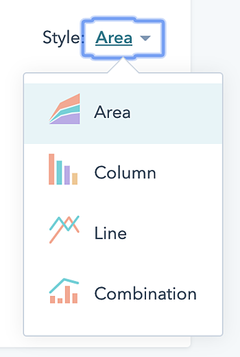 HubSpotはさまざまなチャートタイプを作成できます。