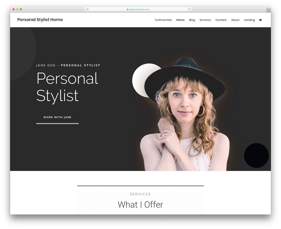 modello di sito Web personale di divi bootstrap