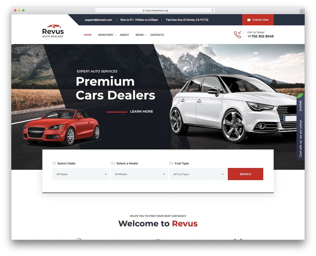 revus ยานยนต์ wordpress ธีม