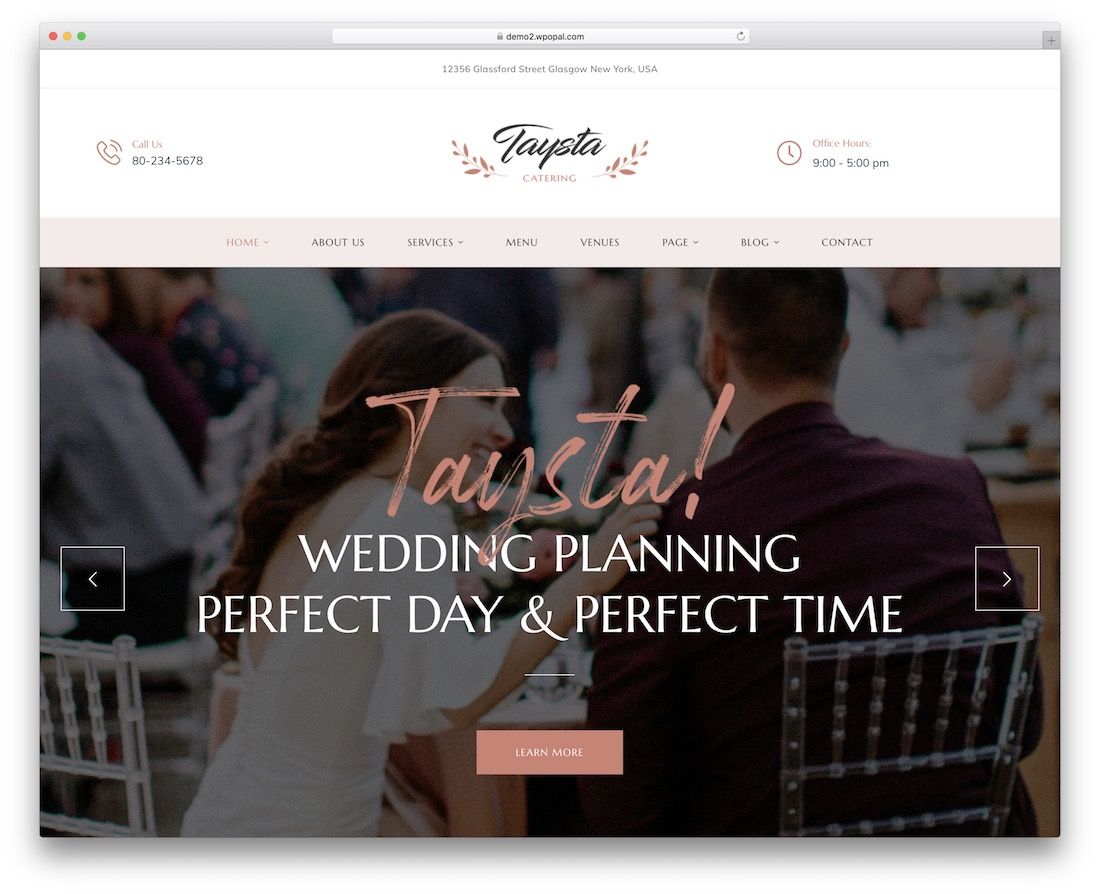 modello di sito Web per matrimoni taysta