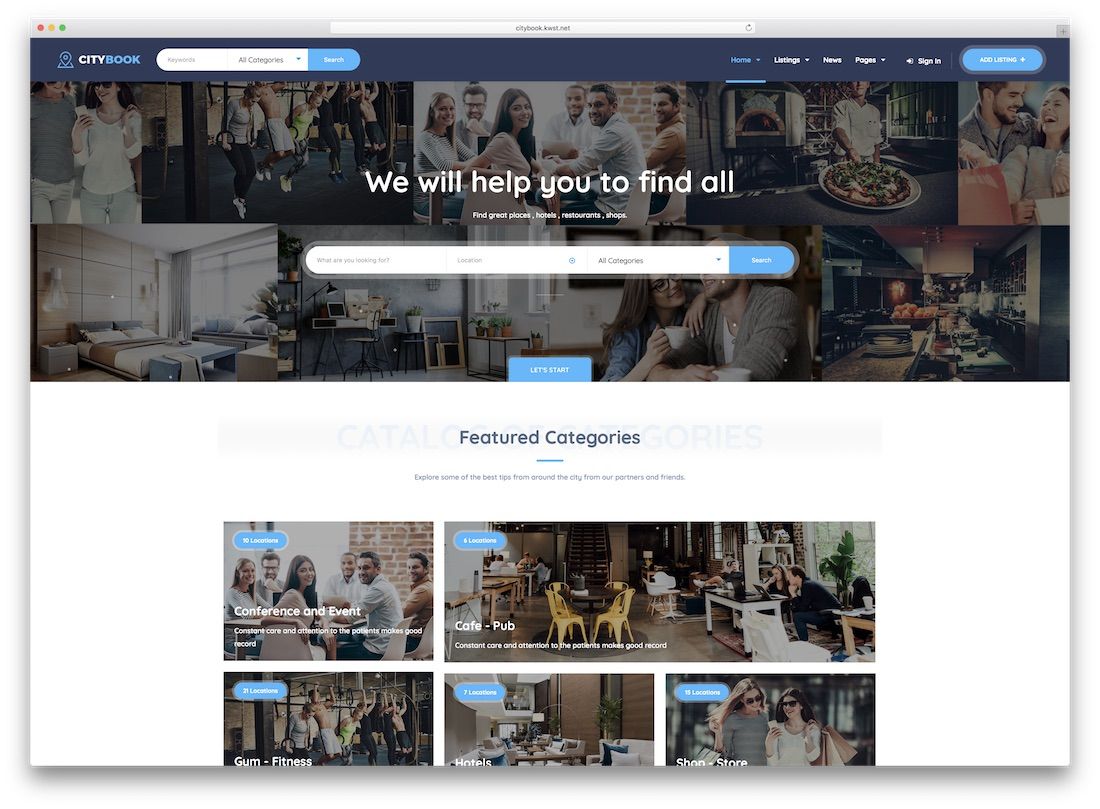 modello di sito web della directory di citybook