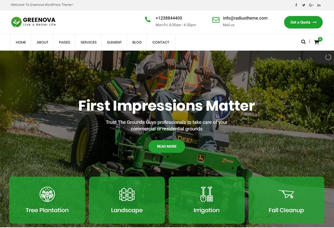 Greenova Modello di sito Web paesaggistico