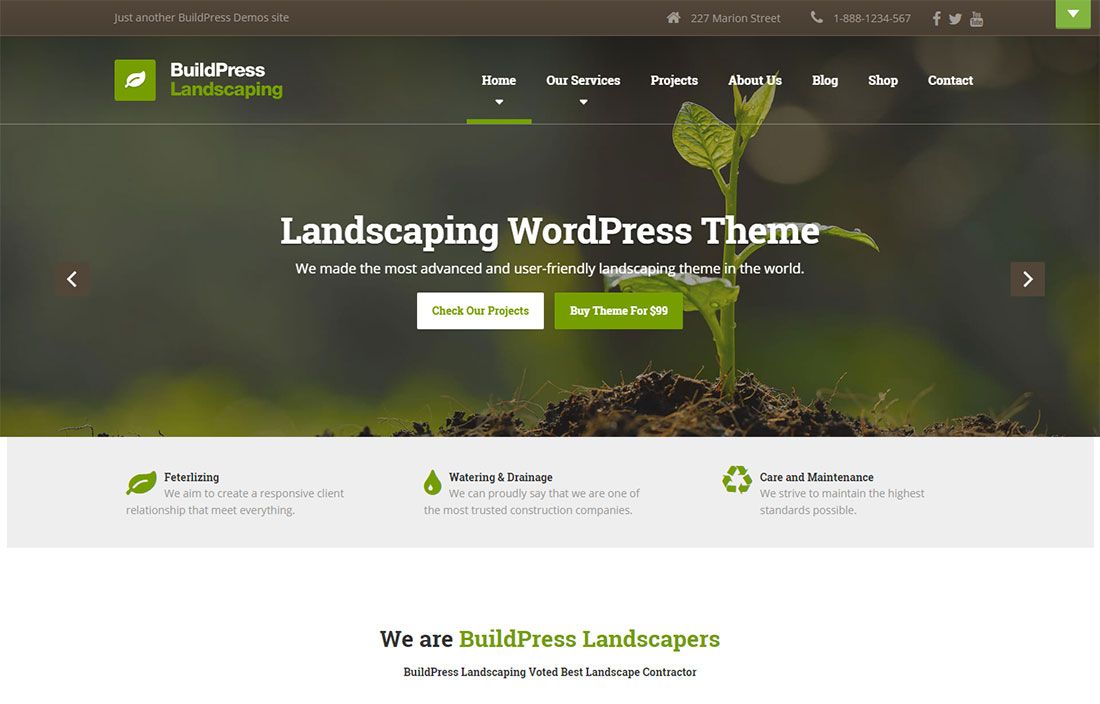 Modello di sito Web paesaggistico BuildPress