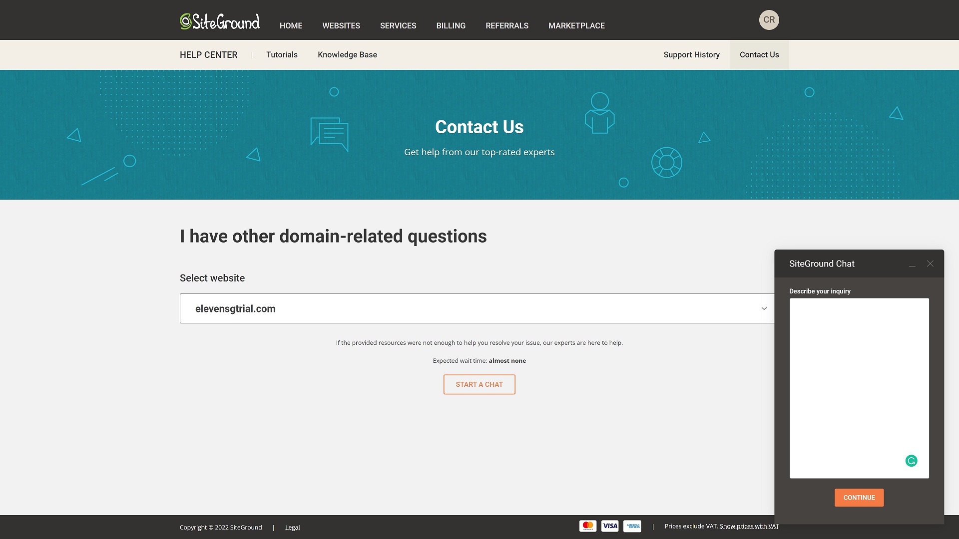 Service client SiteGround