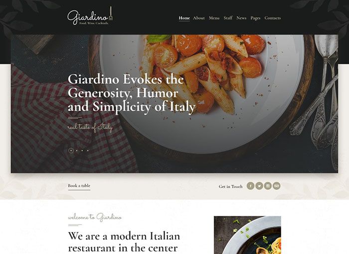 Giardino | ธีม WordPress ร้านอาหารอิตาเลียนและคาเฟ่