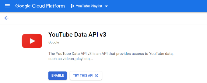 Enable YouTube API