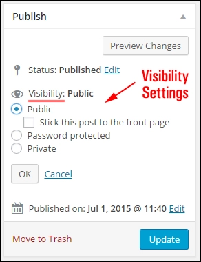 (WP Post Visibility Settings)