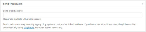 WordPress Post - Send Trackbacks Field