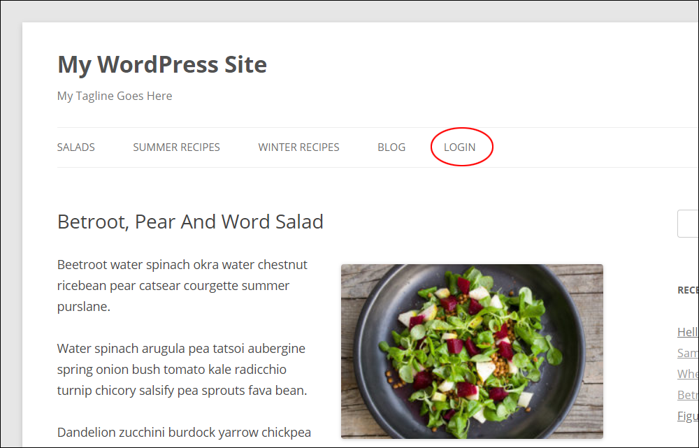 เพิ่มลิงค์เข้าสู่ระบบ Wordpress ในเมนูหลัก