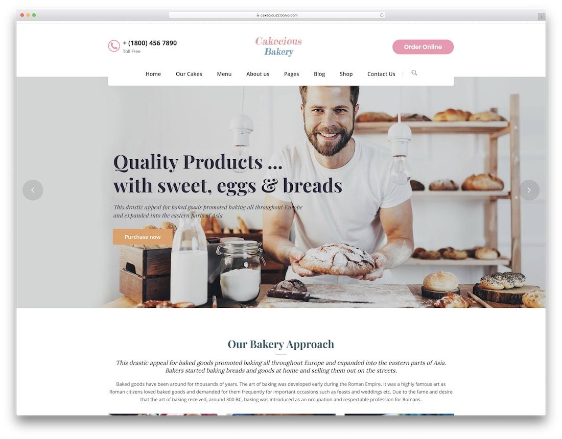 thème wordpress cakecious pour les boulangeries