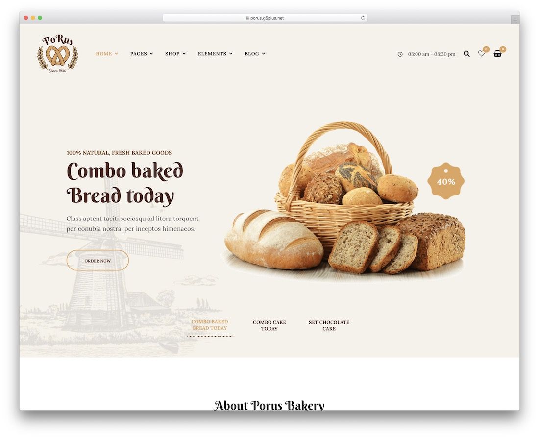 porus WordPress-Theme für Bäckereien