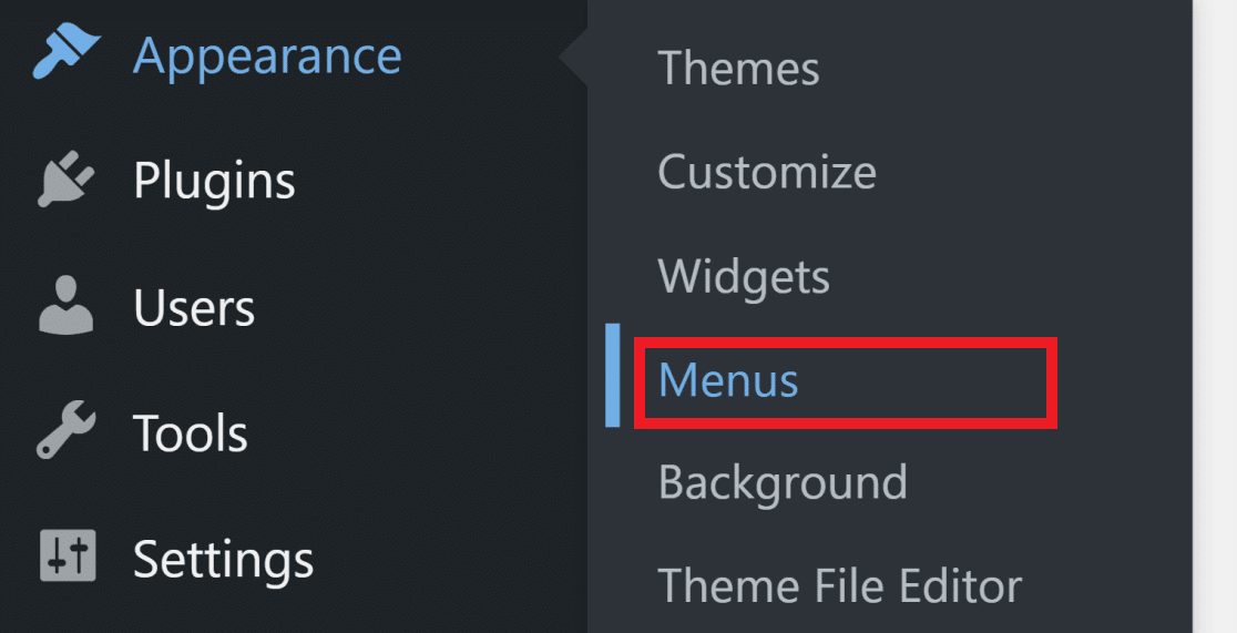 Menu Apparence