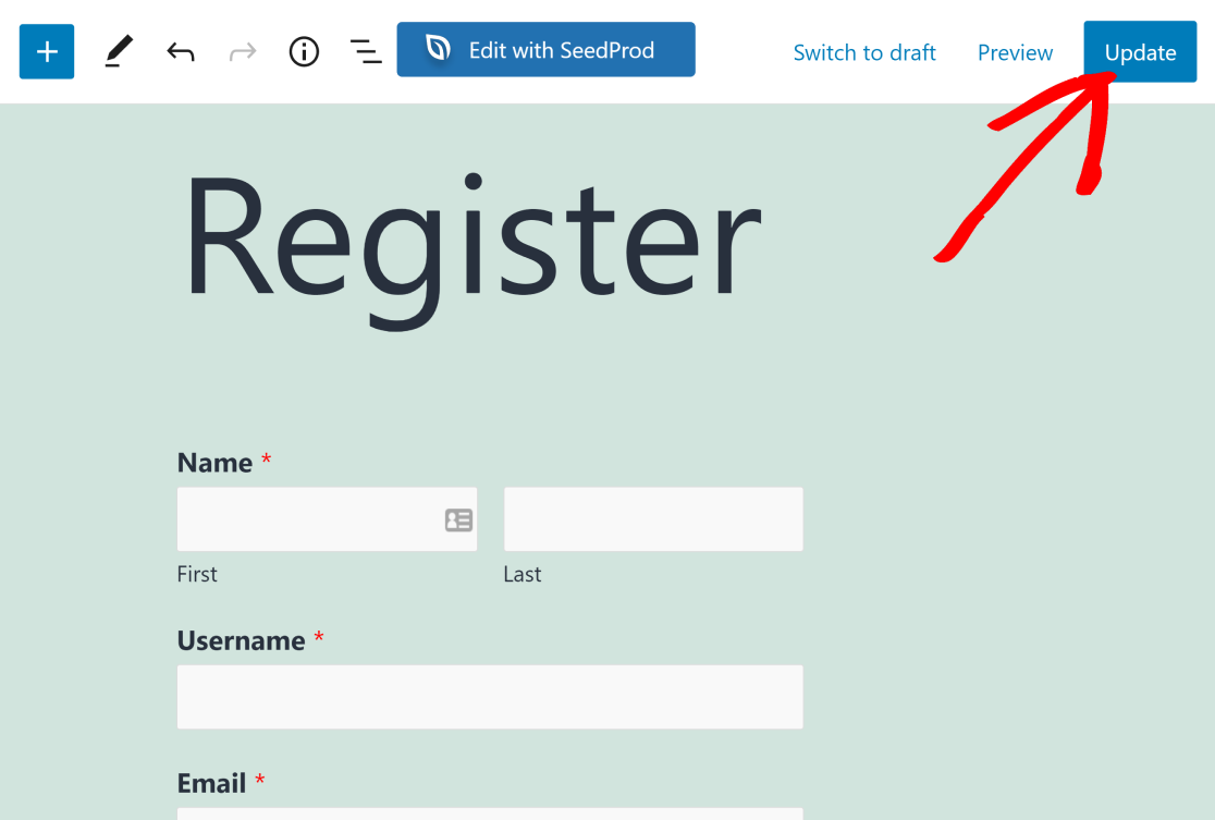 Formular de înregistrare WPForms încorporat