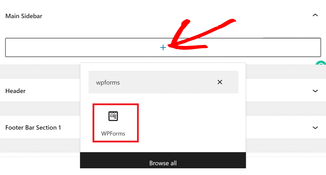 WPForms 侧边栏添加