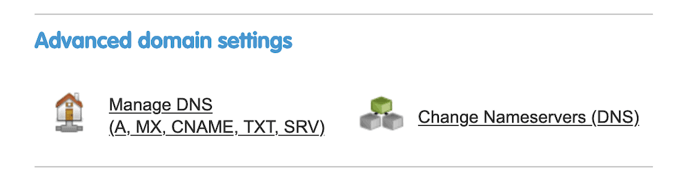 O link de servidores de nomes em um registrador.