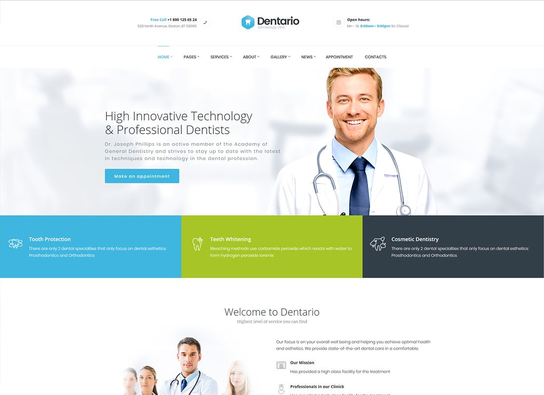 Dentario | Diş Hekimi, Tıp ve Sağlık Hizmetleri WordPress Teması + RTL