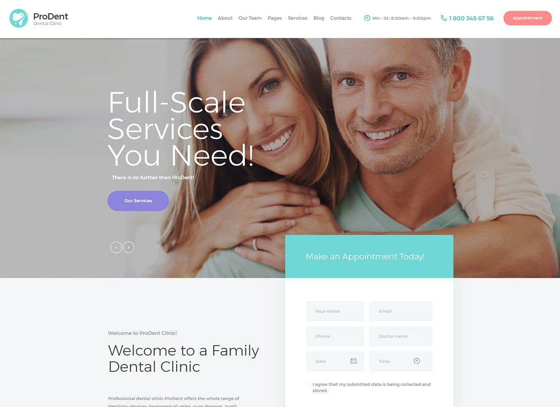ProDent | ธีมคลินิกทันตกรรมและการดูแลสุขภาพ WordPress