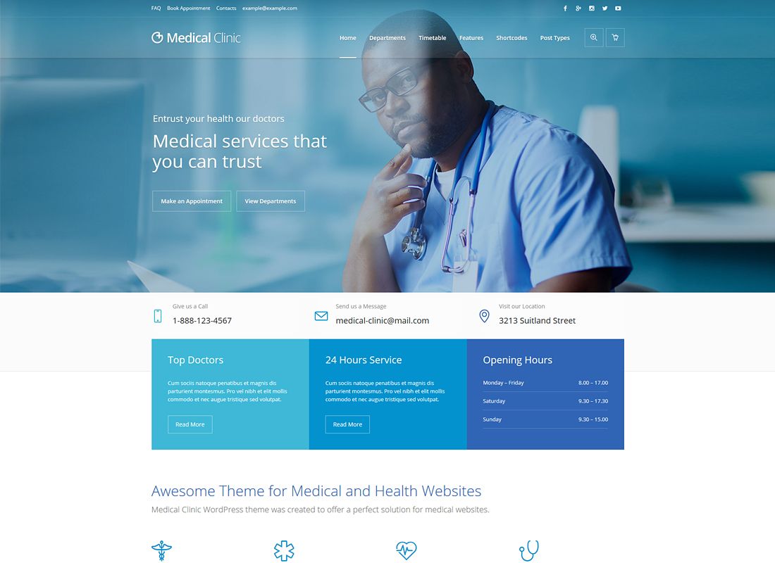 Clínica Médica | Tema de WordPress para médicos y médicos