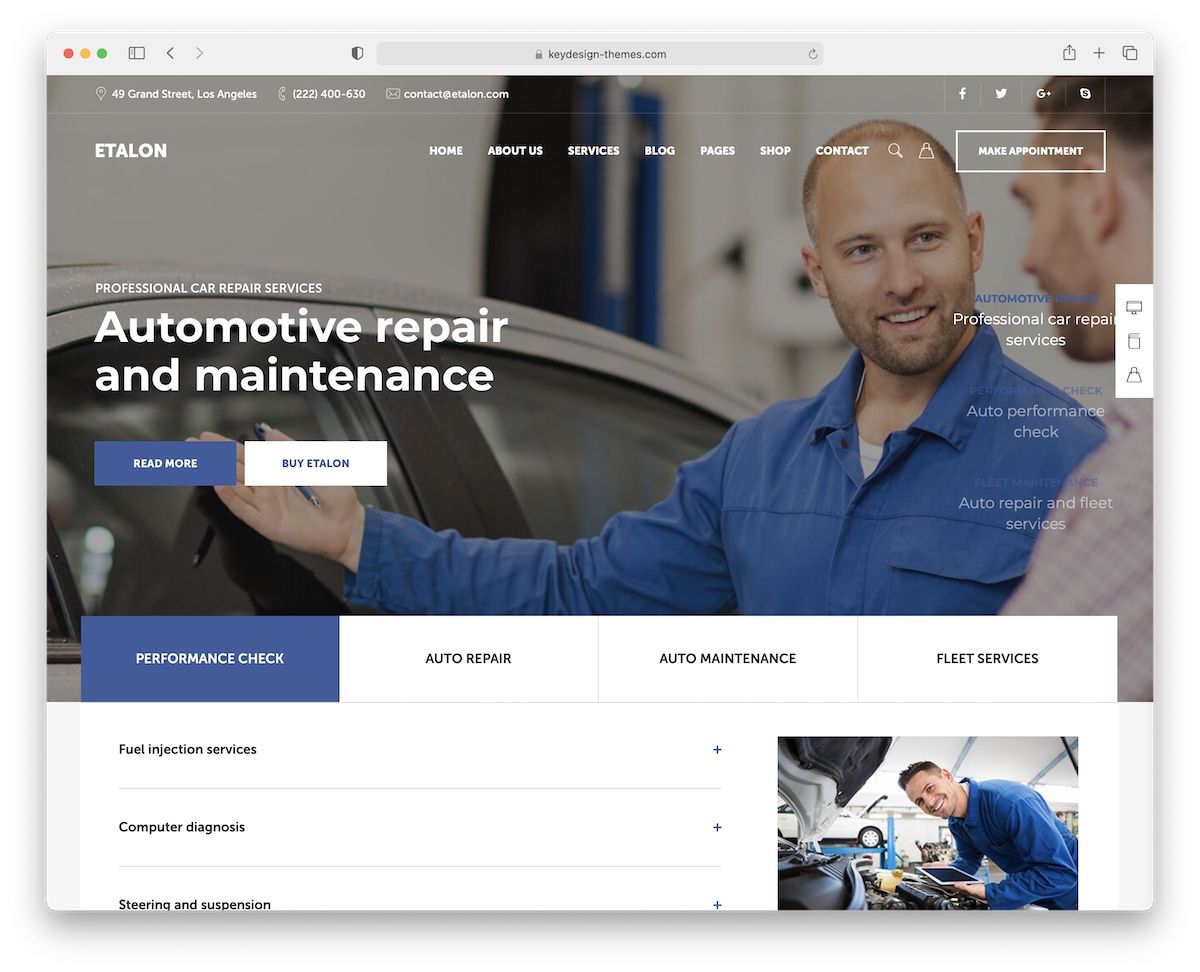 thème wordpress du service de voiture Etalon