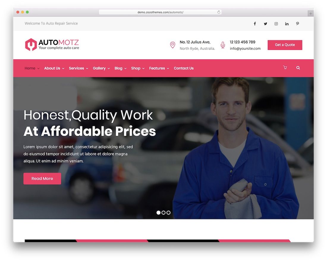 Automotz Auto Service tema wordpress