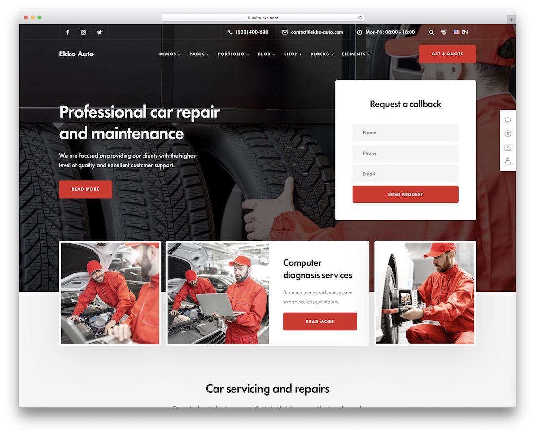 ekko auto service WordPress-Theme