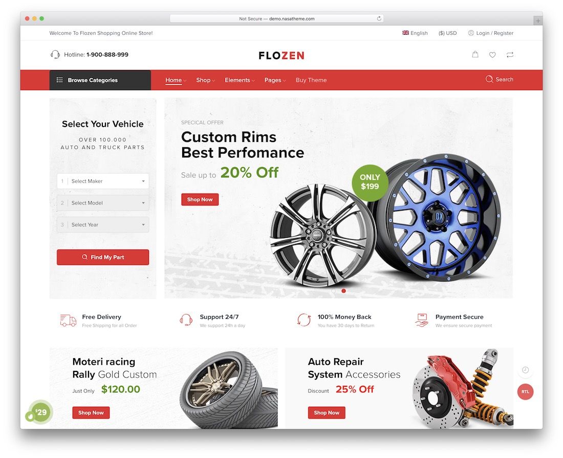 flozen auto service WordPress-Theme