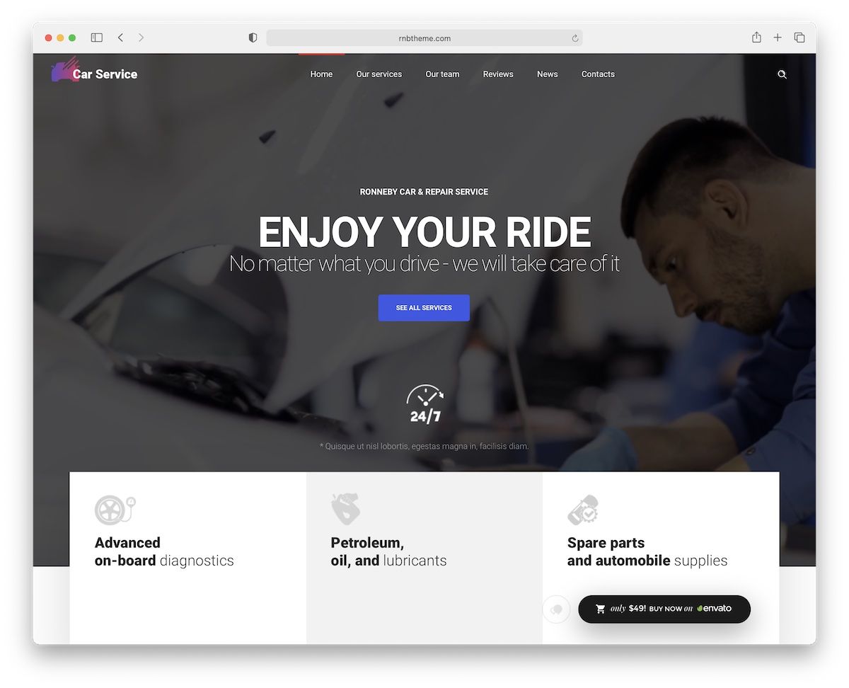 Ronneby car service tema wordpress