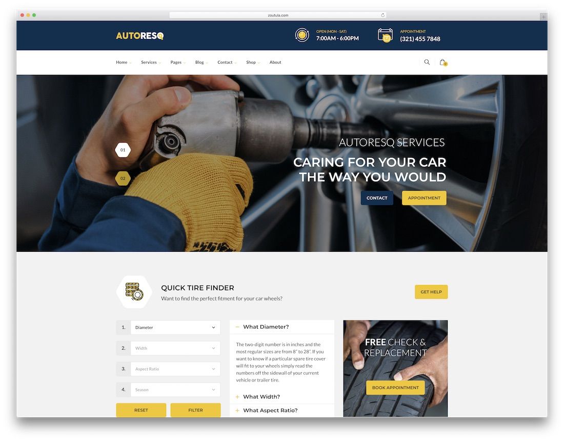 tema de wordpress de servicio automático de autosq