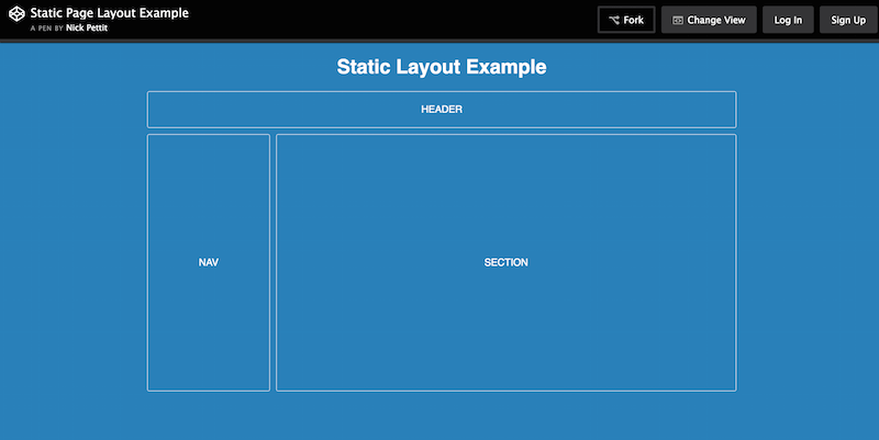 Exemplo de layout de página estática