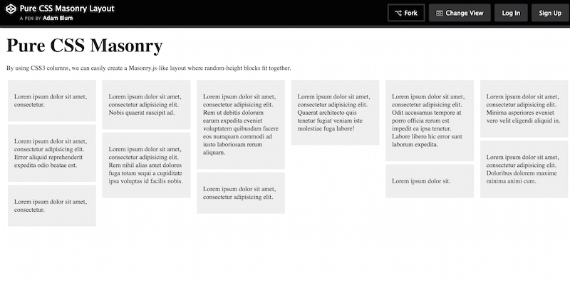 Макет Masonry на чистом CSS