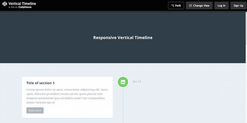 Responsive vertikale Zeitachse