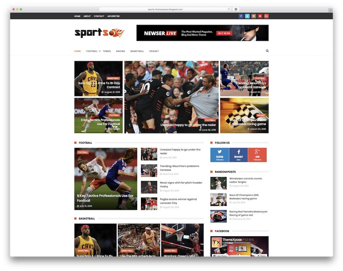 modèle de blogueur gratuit sportsmag