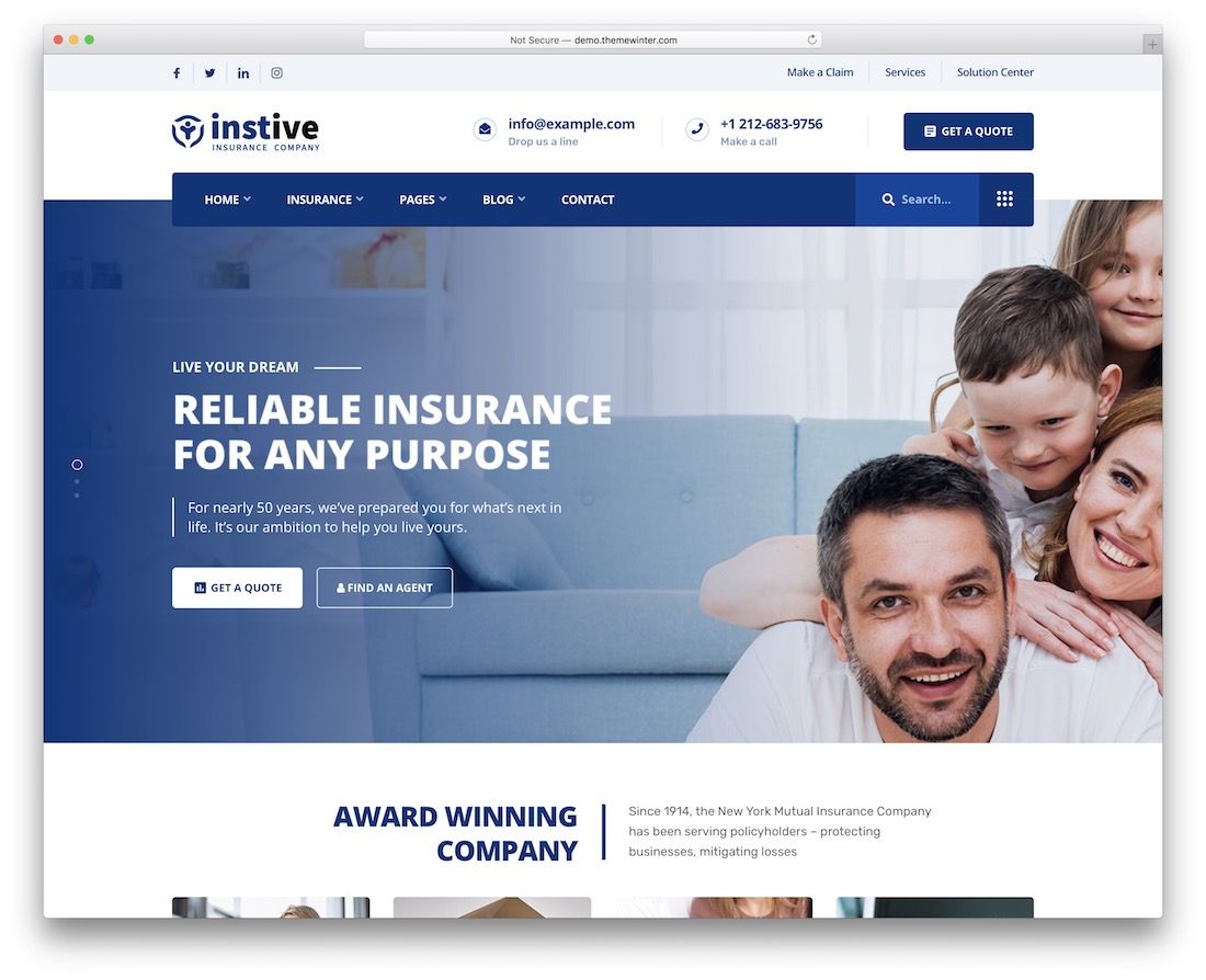 modèle de site Web d'assurance instive