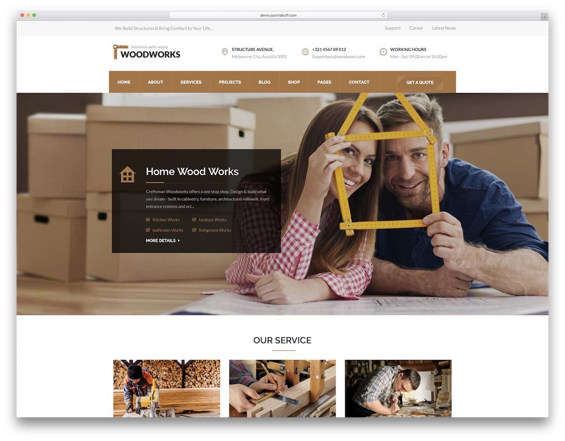 wood works joomla business template