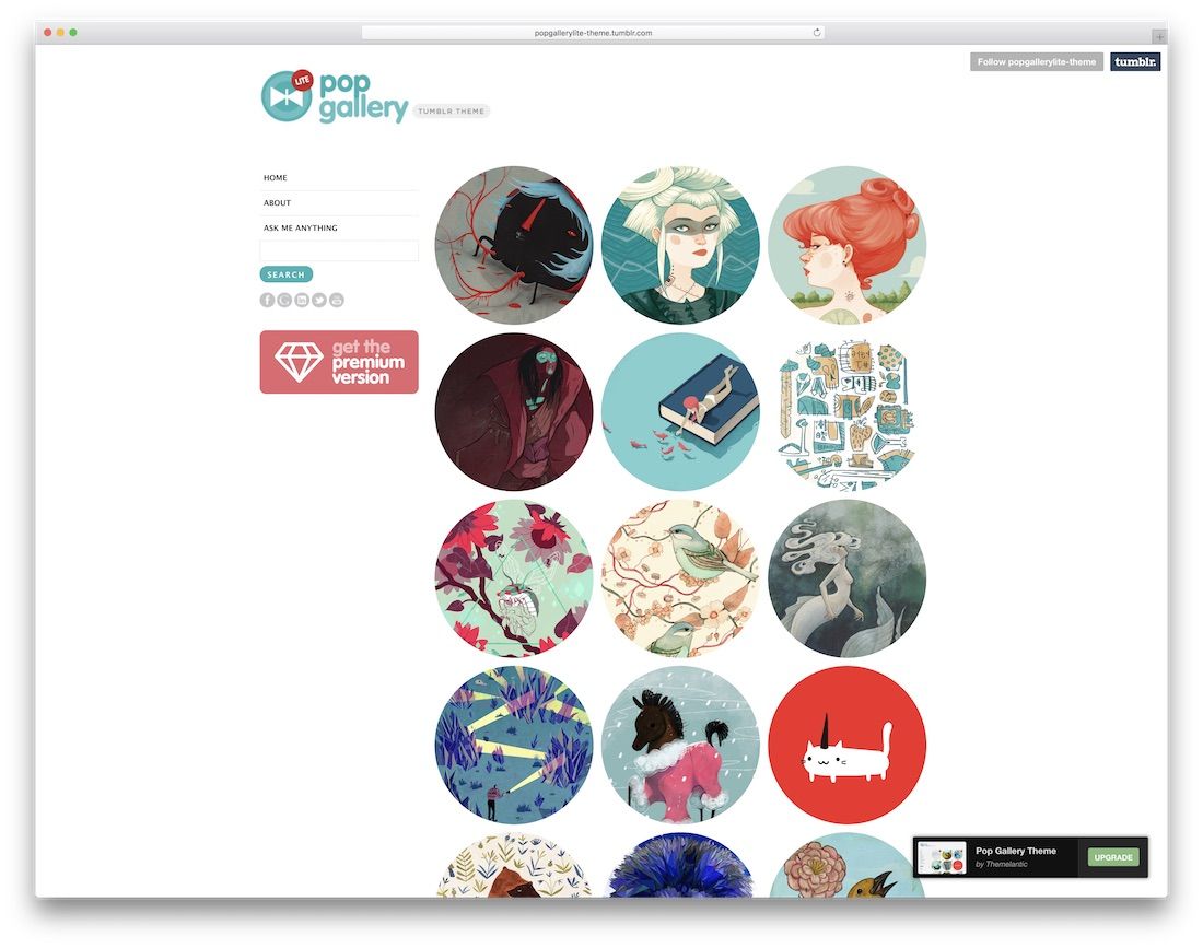 popgallery lite free tumblr theme