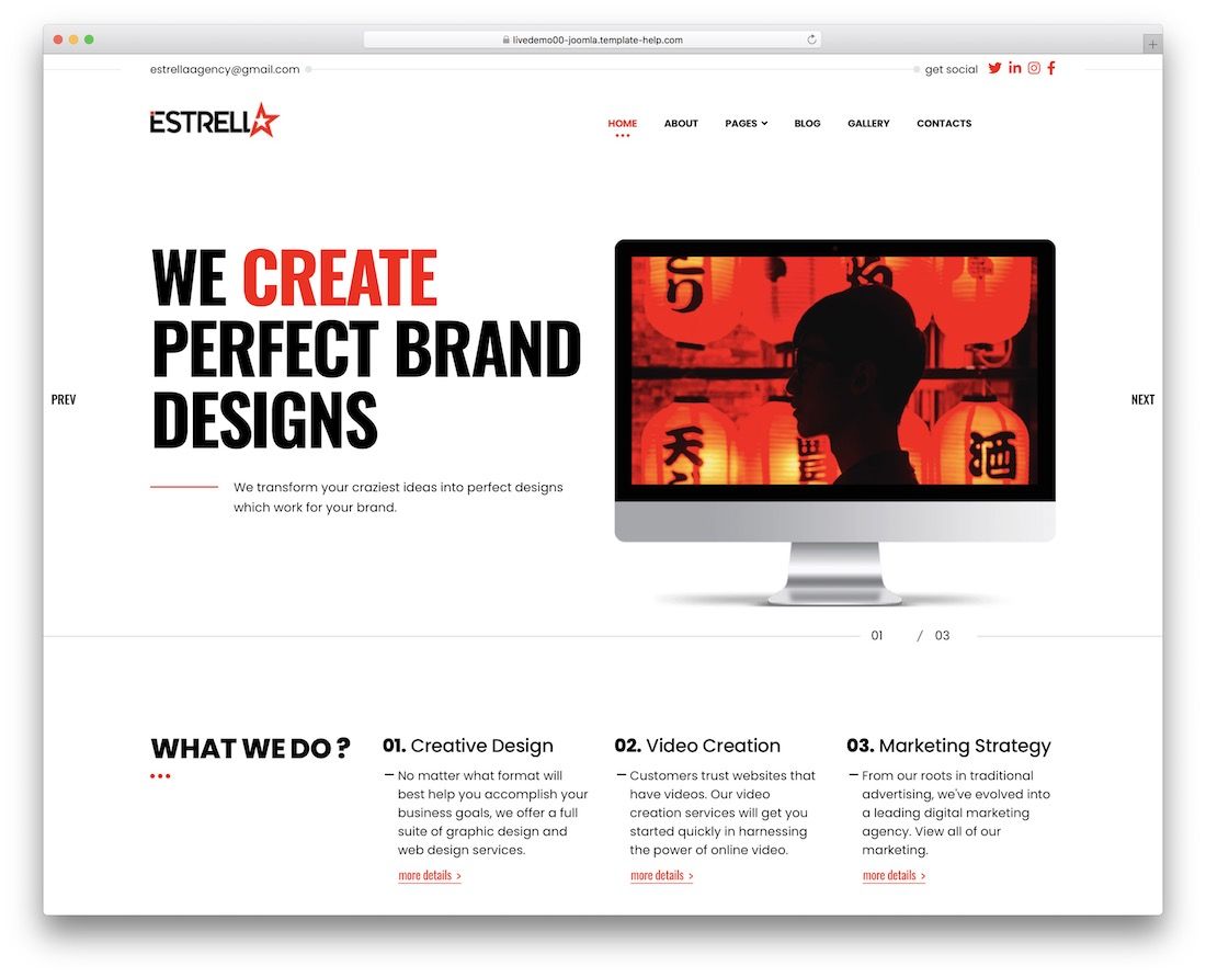 estrella Joomla Portfolio-Vorlage für Kreativagenturen