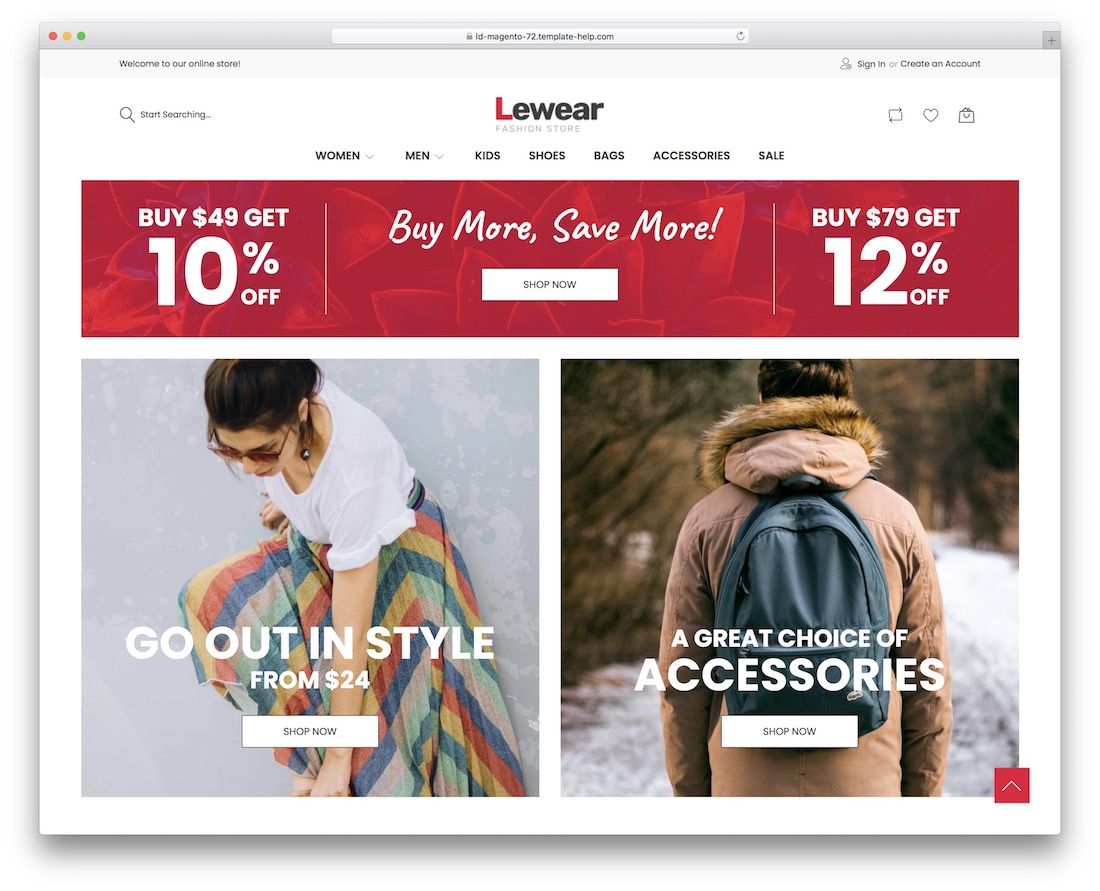 ธีมแฟชั่น lewear magento