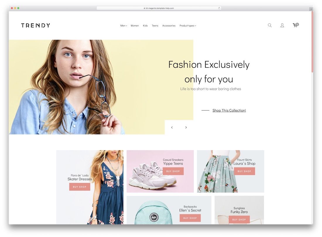 tema de moda magento na moda