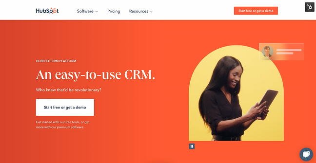 exemplo de redesenho de site na página inicial do hubspot