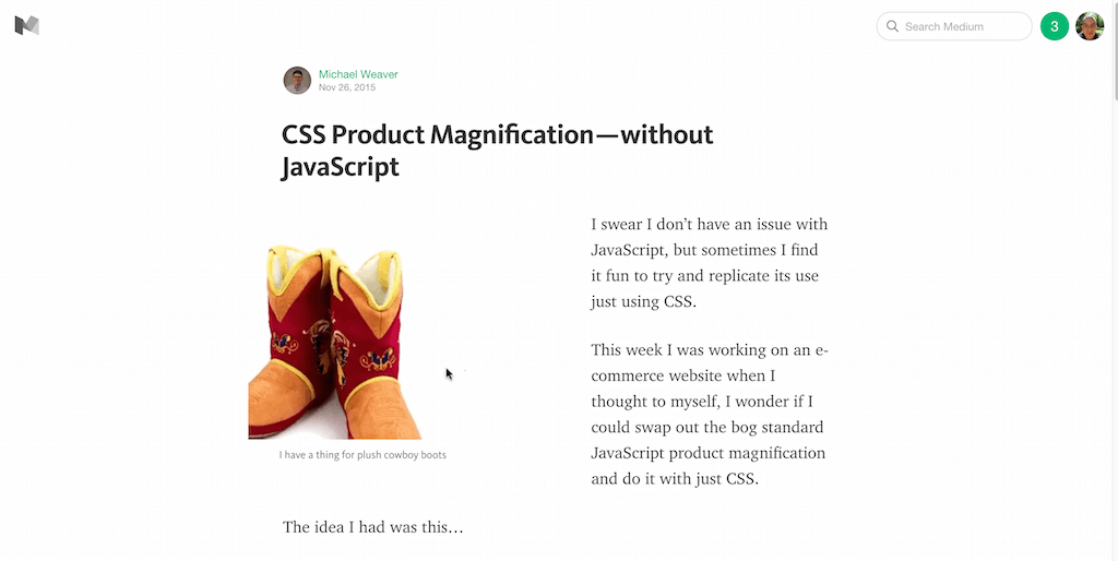 Mărire produs CSS — fără JavaScript — Medie