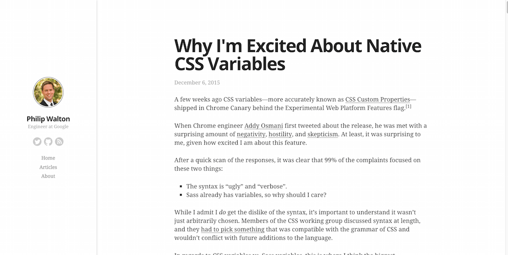 De ce sunt încântat de variabilele CSS native — Philip Walton