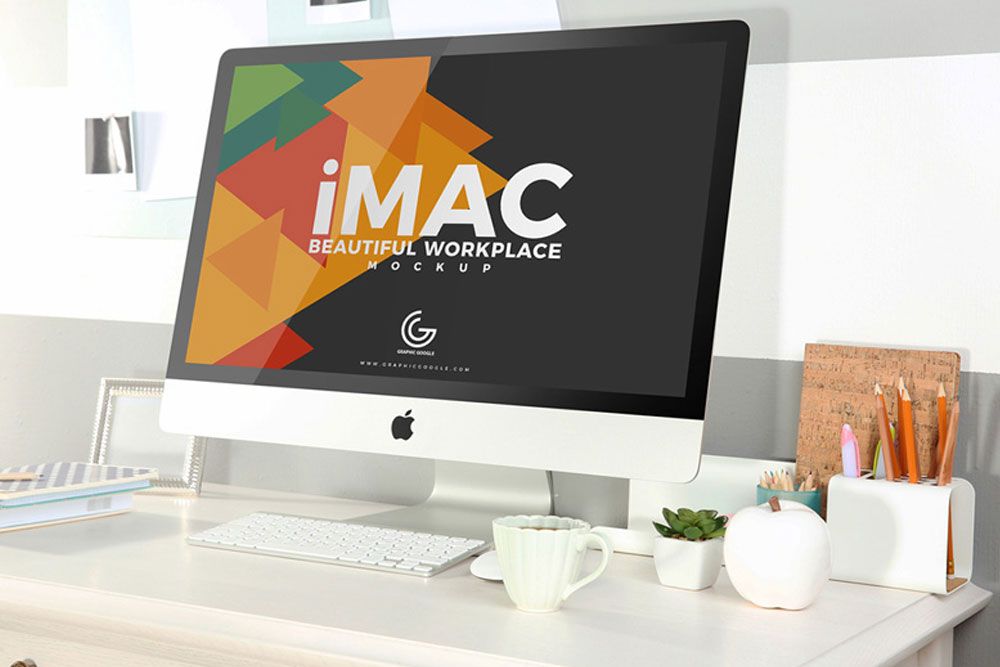 桌子上的免费 imac 模型