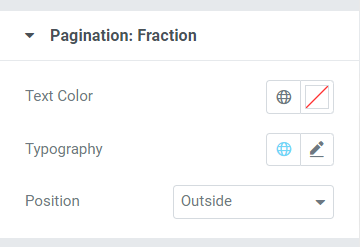 Pagination : section Fraction dans l'onglet Style du widget Galerie vidéo