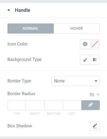 'Handle Section' dans l'onglet Style du widget de comparaison d'images