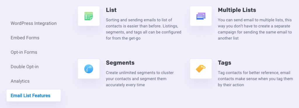 segmento de lista de e-mail por wemail