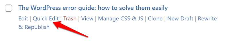 Jak zastosować szybkie zmiany do wpisu w WordPressie.