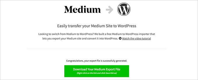 下载与 WordPress 兼容的导入文件 Download your WordPress compatible import file
