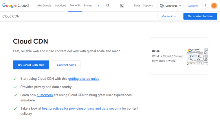 Service CDN Google Cloud